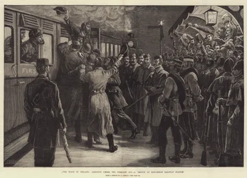The State of Ireland, Arrested Under the Coercion Act, a Sketch at Roscommon Railway Station